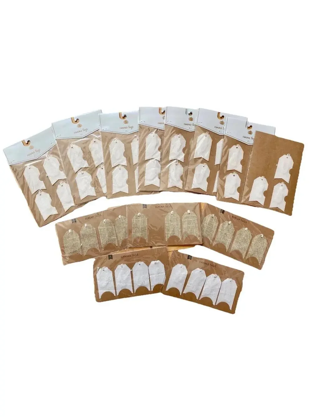 Lot 13 Sets: NWT Made for Retail Canvas Gift Tags Shabby Chic Natural 4/Pack